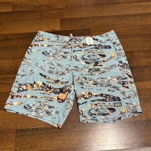 Saxx Betawave 2N1 Boardie 19 Mens Board Shorts Size 36 Blue River Rock NWT New